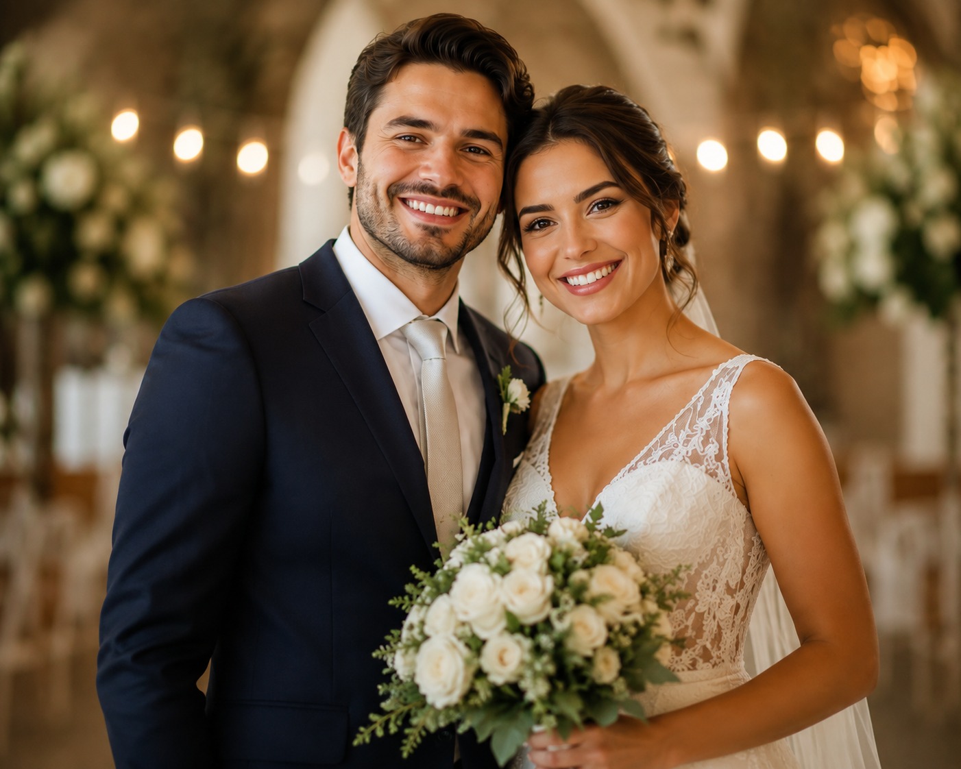 Mariana e Rodrigo no dia do casamento